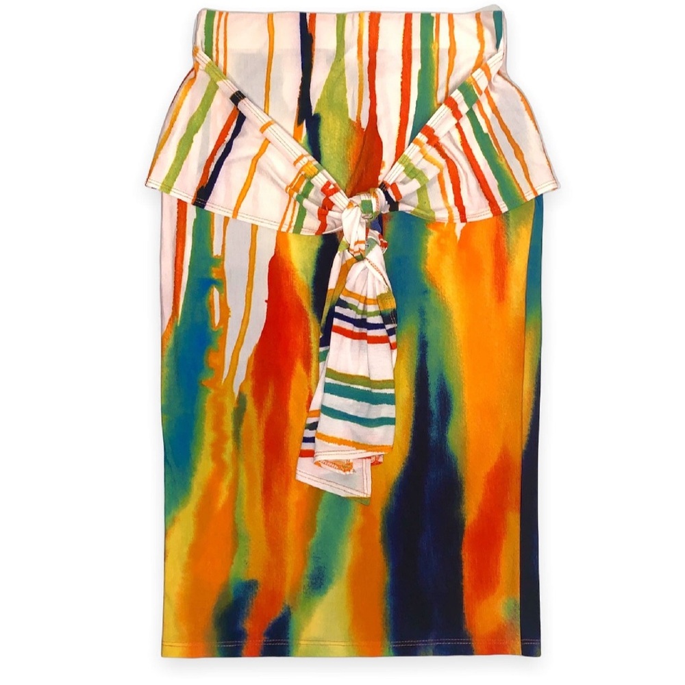 Jade Multicolor Striped Skirt Set